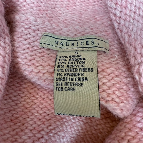 Vintage Y2K Maurices Sweater Womens Small Pink Cowl Neck Cable Knit Chunky 90s - Picture 3 of 7